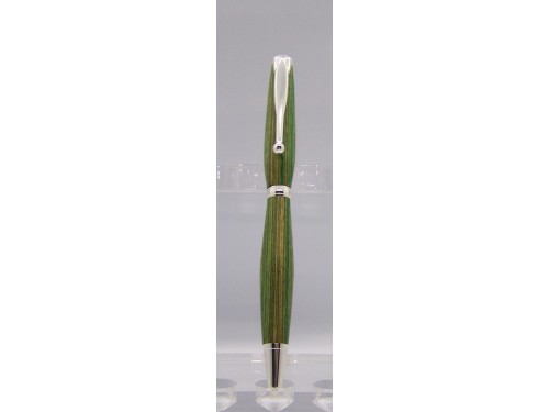 Slim green stained ash chrome pen